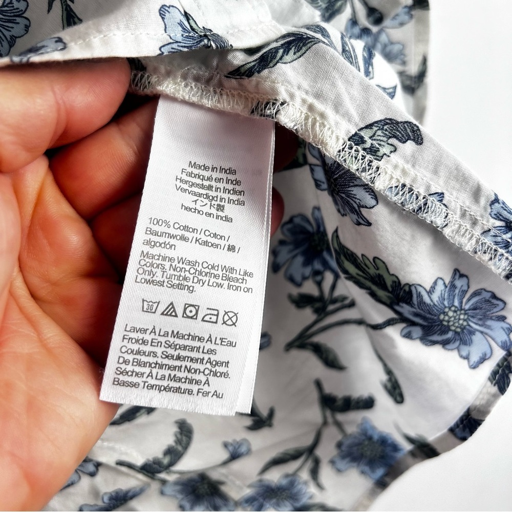 J.Crew Blue Floral Print Cotton Button Front Shirt Size Large - Picture 5 of 8